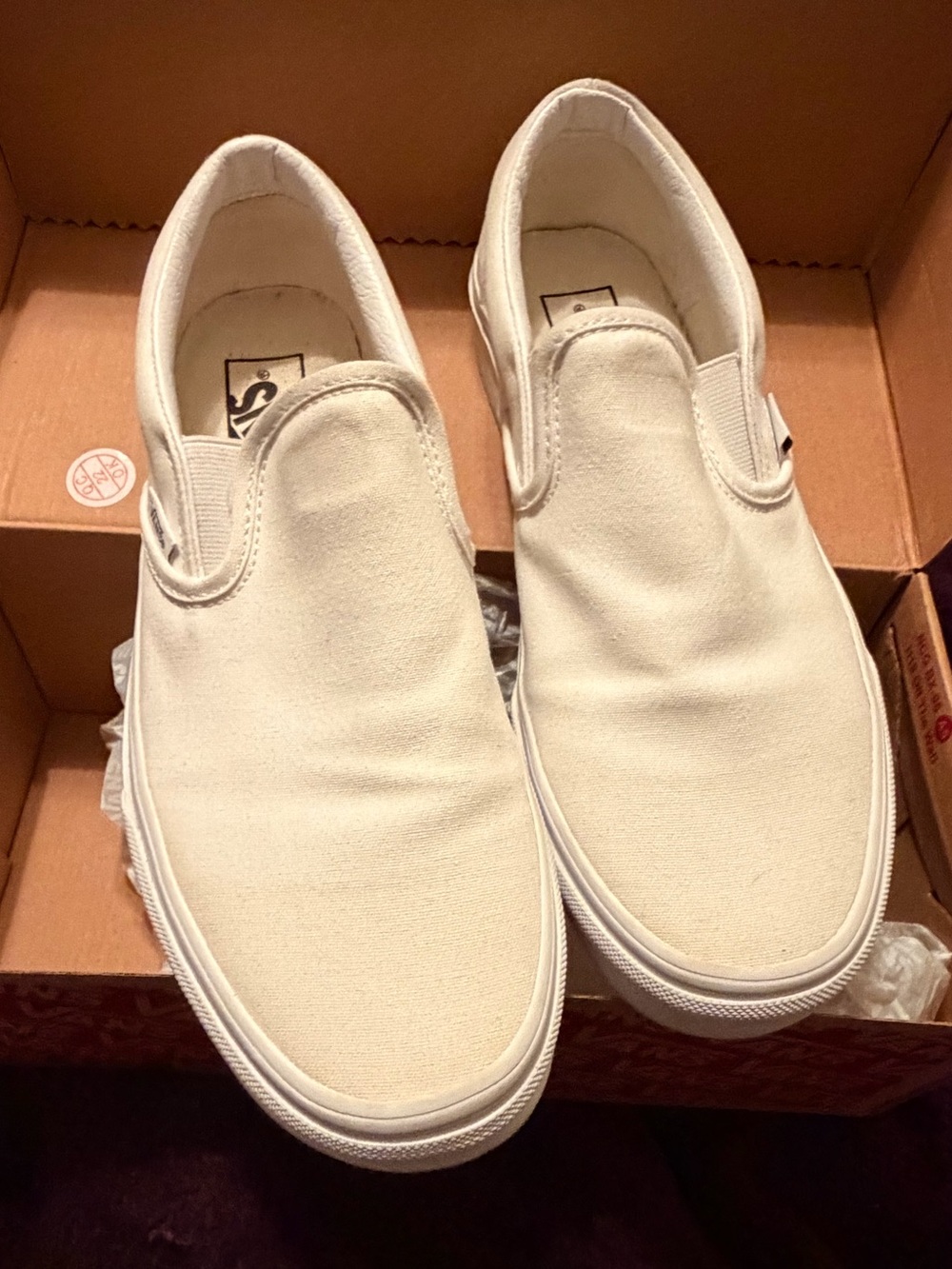 Vans Slip-On Canvas Loafers in Off-White